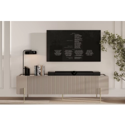 Szafka RTV Malmi 200 cm - kaszmir / crema bianca / złote nóżki